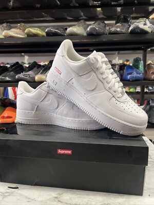 Size 9 - Nike Air Force 1 x Supreme Low Box Logo - White