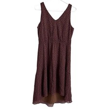 Madewell Broadway & Broome Brown Silk Dress Sleeveless Animal Print Hi Low Sz 4