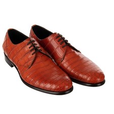 DOLCE & GABBANA Crocodile Leather Derby Shoes NAPOLI Dark Orange 12171