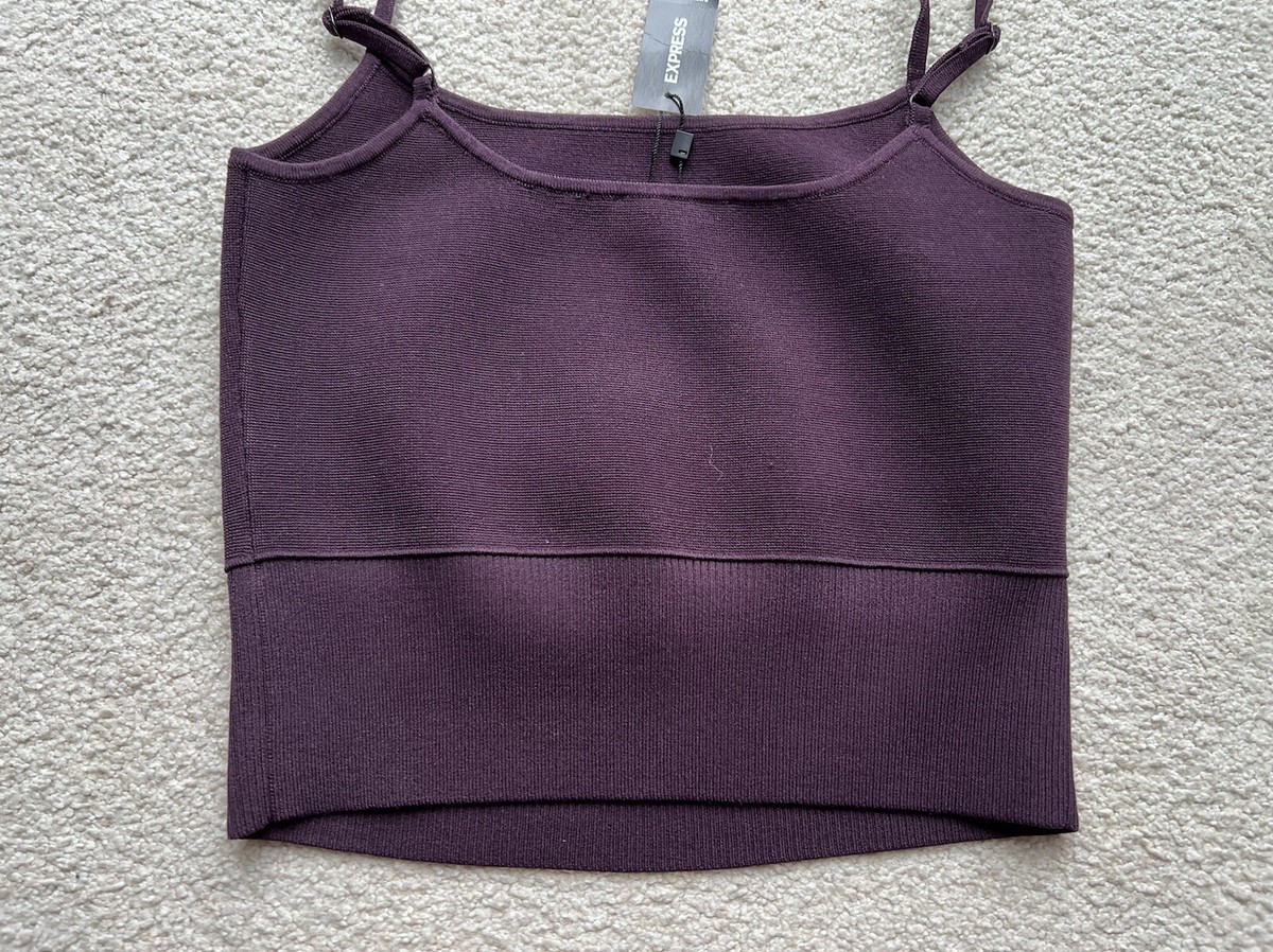 Express Ribbed Sweater Cami Tank Top Spaghetti Strap Square Neck