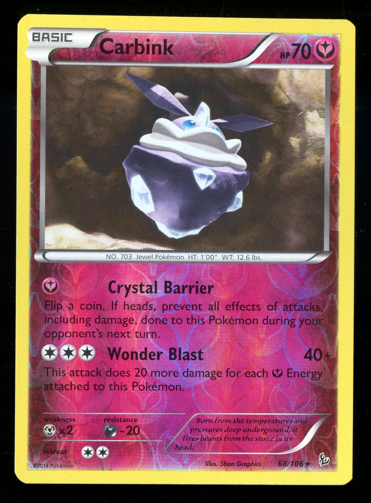 Carbink 68/106 Reverse Holo - XY Flashfire - Pokemon Card