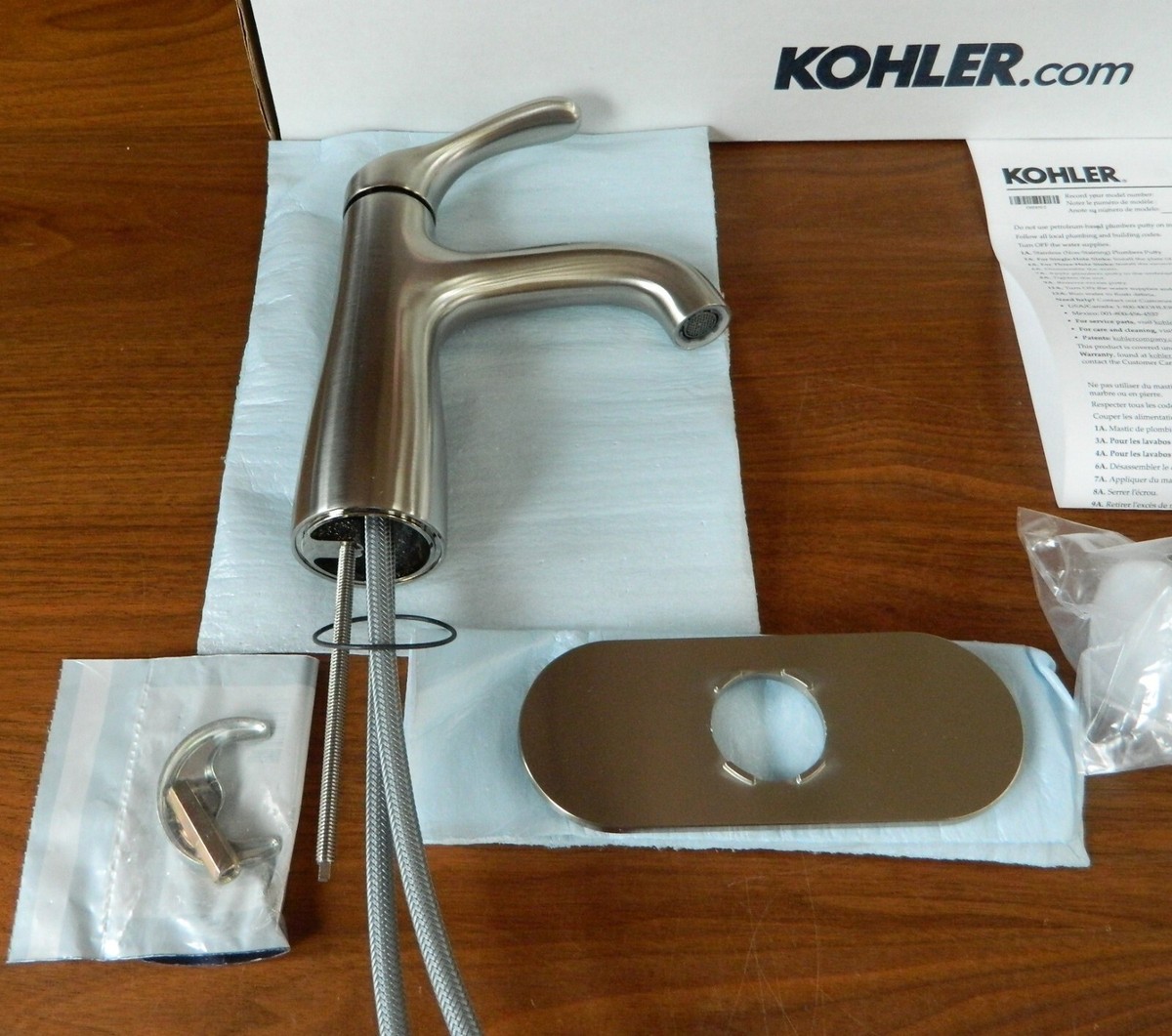 Kohler Simplice Waschbeckenarmatur – 1 Loch, Gebürstetes Nickel, 1,2 GPM, Mit Clicker-Ablauf