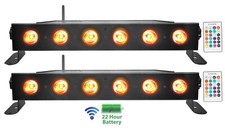  2 Rockville BEST STRIP 60 Black Rechargeable Wash Light Bars w/Wireless DMX