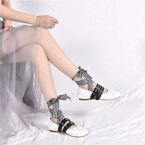 Satin-Ballerinas Ballerinas Damen Fliege flache Mary Jane Halbschuhe Schuhe - Bild 13 von 45