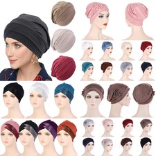 Women Muslim Stretch Turban Hat Chemo Cap Hair Loss Head Scarf Wrap Cover Hijabs