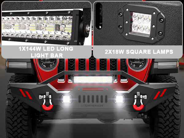 For 2019-2024 Wrangler JL/JLU Front or Rear Bumper W/Winch Plate&LED Lights thumbnail 7