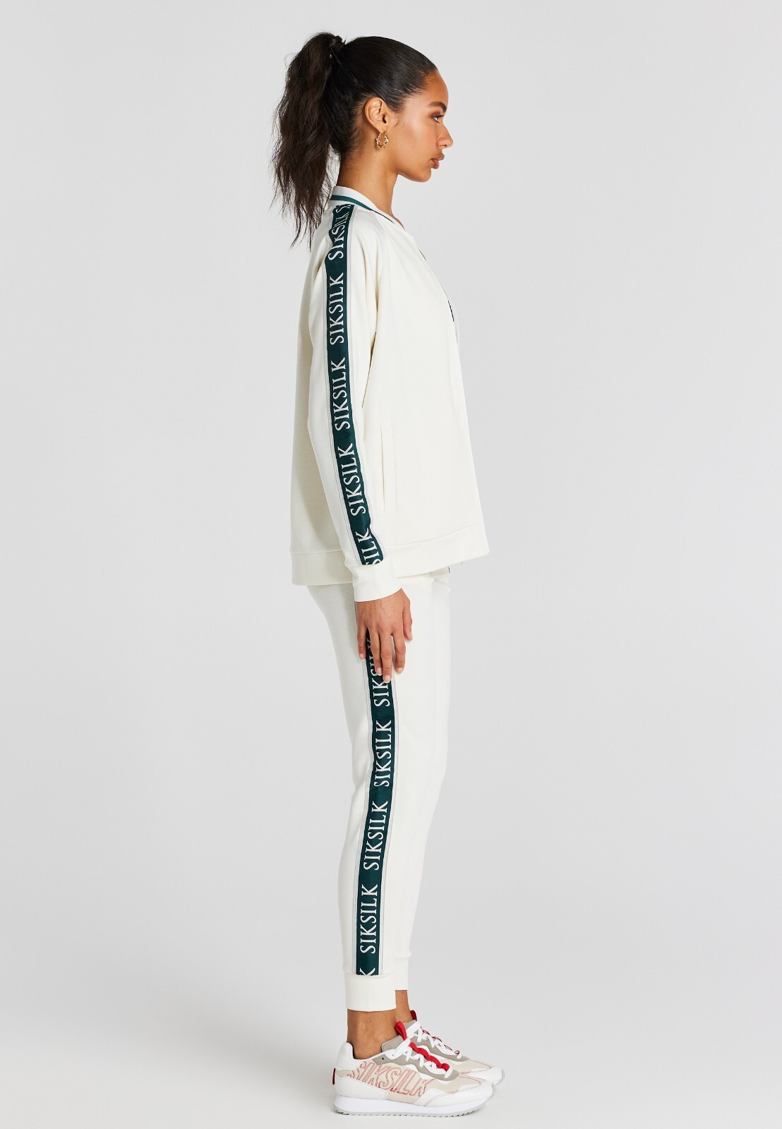 SikSilk Womens Ecru Luxe Club Tape Bomber UK12 Medium