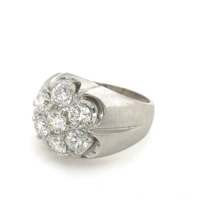 3Ct Round Cut Moissanite Men's Cluster Engagement Ring Real 925 Sterling Silver