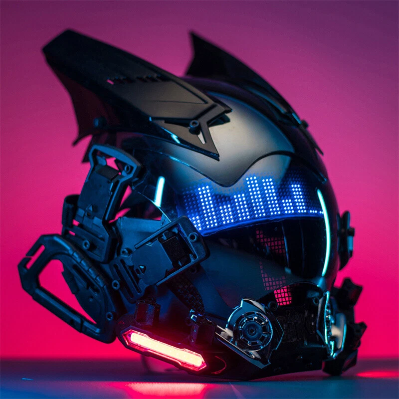 Cyberpunk Helmet Mask LED Glowing Halloween Party Helmet Cosplay