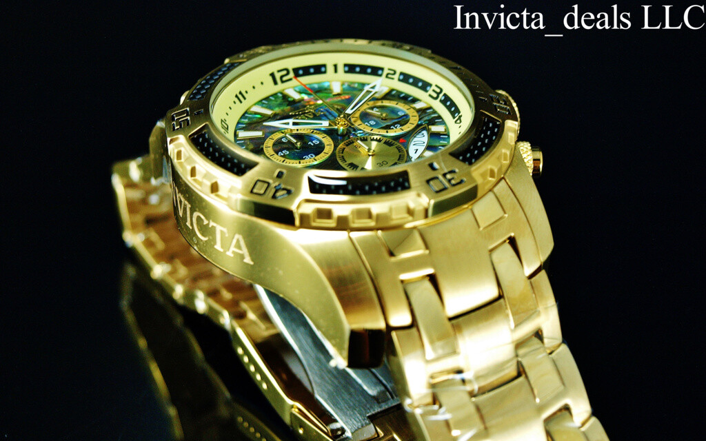 Invicta Men's 51mm Pro Diver SCUBA Chronograph ABALONE Dial Gold