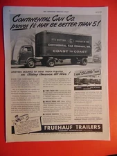 1942 FRUEHAUF TRAILERS Continental Can Co. vintage print ad