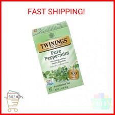 Twinings Pure Peppermint Individually Wrapped Tea Bags, 20 Count Pack of 1 , Fr