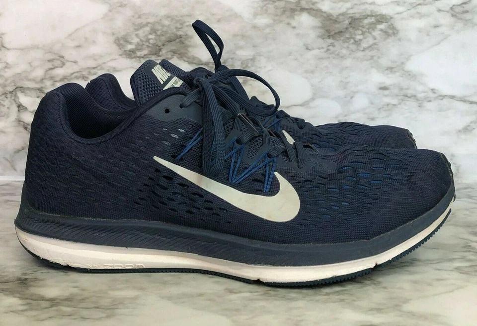 Tênis de corrida Nike Zoom Winflo 5 masculino AV8011-401 azul branco EUA tamanho 11.5 (4E) - Imagem 2 de 4