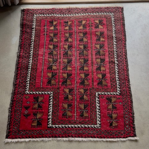 Vintage Hand-knotted Wool Afghan Prayer Rug