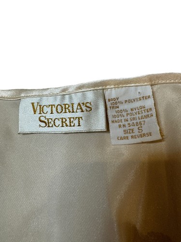 Victoria's Secret Long Nightgown Ivory Satin & Lace Gold Label Vintage Sz Small - Picture 4 of 7