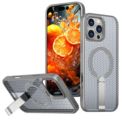  For iPhone 17 Air 16 16e 15 14 13 Pro Max Plus Heat Dissipation Stand Back Case