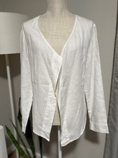 New Tommy Bahama Women's Two Palm Seamed Jacket White Linen Size Medium