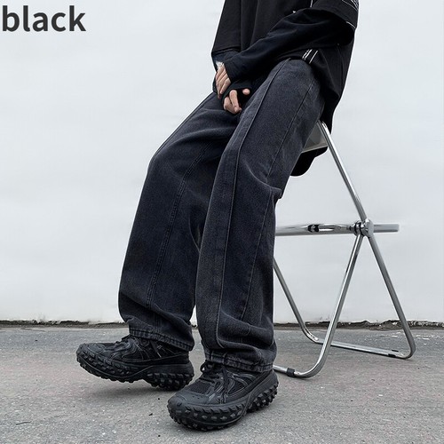 American Retro Herrenjeans gerades Bein locker schwarz Denim Hose Streetwear Hose - Bild 8 von 8