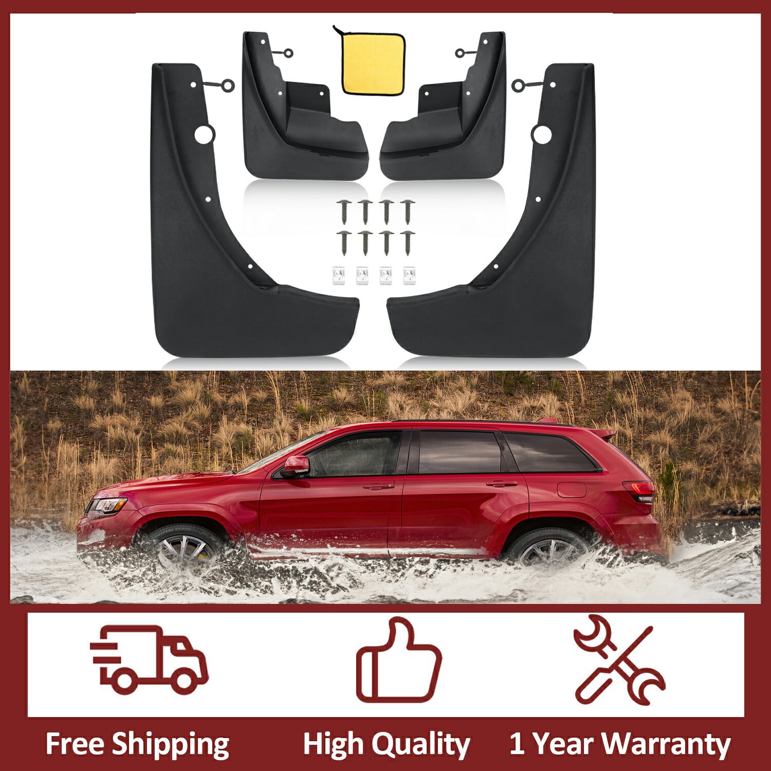 Jeep Grand Cherokee 2011 Front & Rear Mud Flap Guards Protectors-image