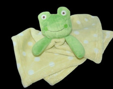 SL Home Fashions Green and White Polka Dot Frog Plush Lovey Blanket