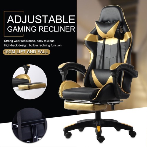 Gaming Chair Office Executive Computer Chairs Racing Footrest Racer - Picture 9 of 26