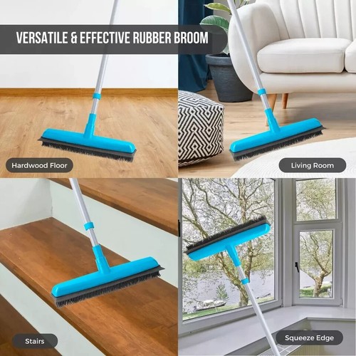 Telescopic Rubber Broom with Squeegee – Pet Hair Remover for All Floors - Picture 3 of 5