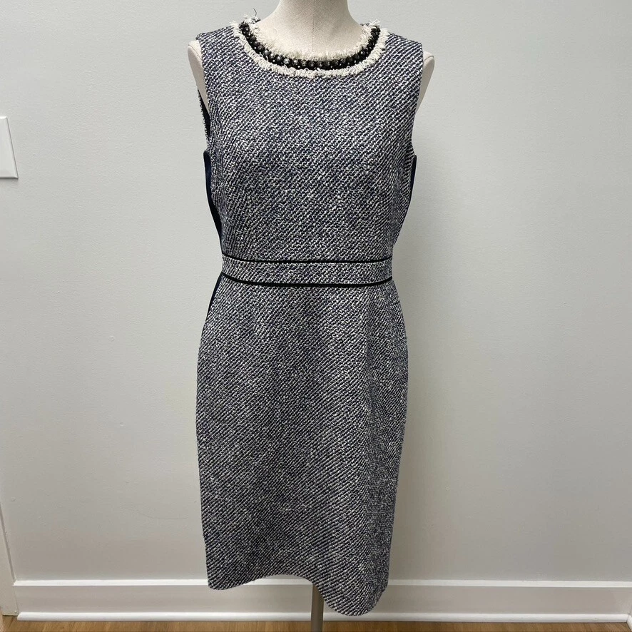 Abito tubino Tory Burch donna 4 blu tweed giacca business ufficio carriera