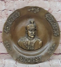 Signed Art Nouveau Reza Shah Pahlavi Bas Relief Bronze Sculpture Statue Decor