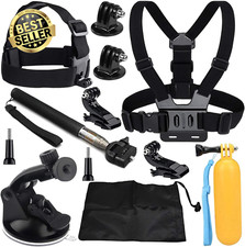 Action Camera Accessories Kit – Chest Mount, Strap, Stick for GoPro, AKASO, More