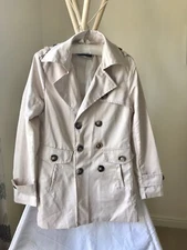 Vska Ladies Neutral Light Beige Trench Coat Size M Excellent Condition