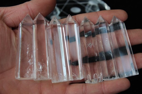 390g7 piezas Varita de punta de cristal de cuarzo transparente natural curación + soporte - Imagen 5 de 8