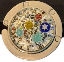 Murano Glass Purse holder Silver Flowers Pattern