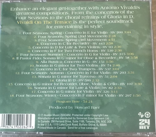 Vivaldi On the Terrace - Audio CD By Howard Baer - VERY GOOD - Foto 2 di 2