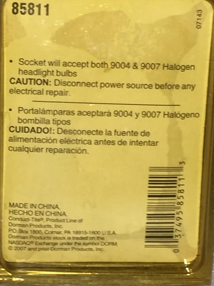 Enchufe eléctrico halógeno de 3 hilos Dorman 85811 nuevo en paquete Foto 4 de 4