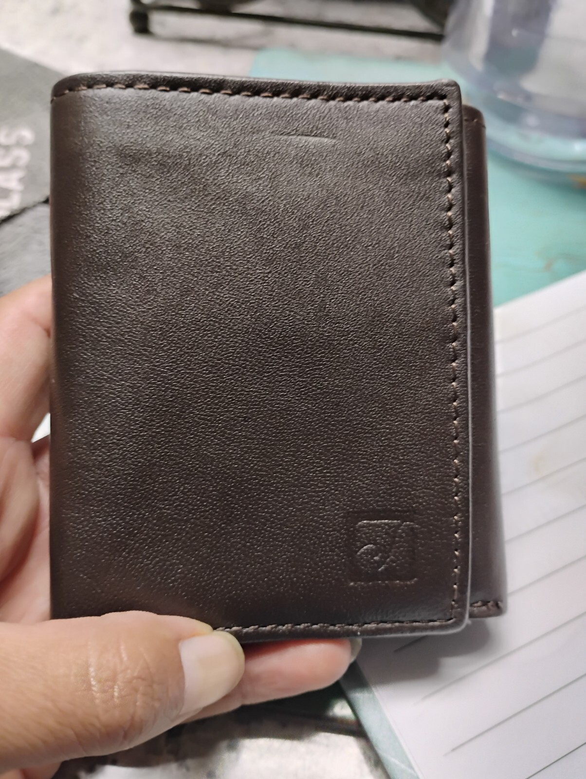 RFID Signal Blocking Men's Brown 100%  Leather Wallet Stone Mountain Trifold