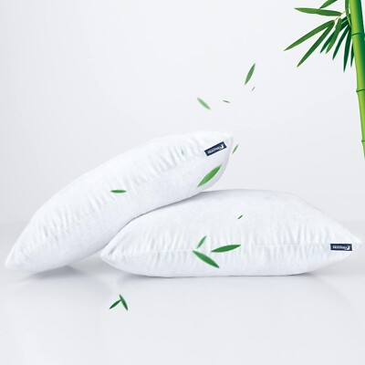 2x Waterproof Bamboo Terry Pillow Protector Zippered Pillowcase King 20''x36''