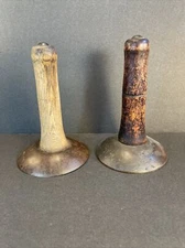 2 HOG PIG HIDE SCRAPERs  Candlestick Primitive Tool Farmhouse Vtg / antique? 6"