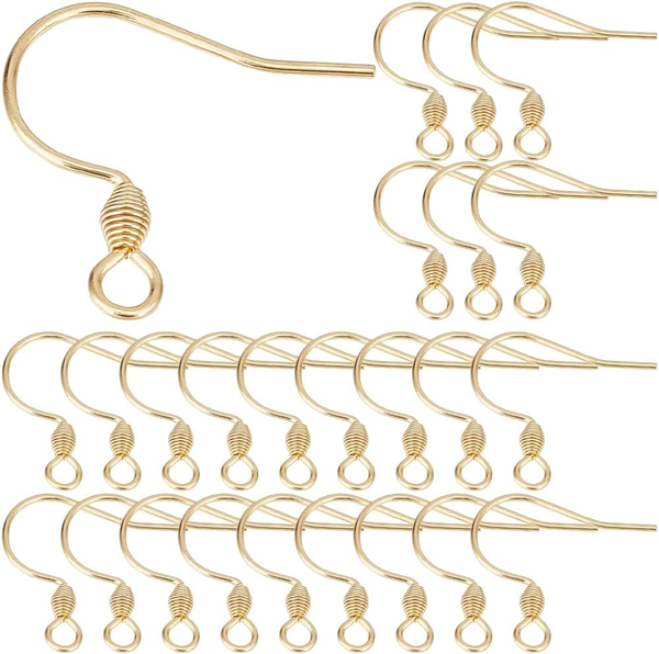 1 Box 150 StüCk Echte 18 Karat Vergoldete Ohrringhaken Angelhaken Ohrringhaken G-image