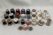 24 Vintage Wood Thread Spools Coats  Clarks  others Lot Of 24 Sewing Decor