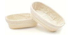2-Pack Bread Proofing Baskets 25cm Oval Banneton with Linen Liners for Sourdough