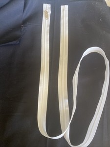 52” Very Long White Zipper Whitmor Poly Nylon Metal Zip
