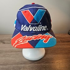 Valvoline Racing Snapback Hat Blue Red Checkered Vintage Style Global Caps 1926