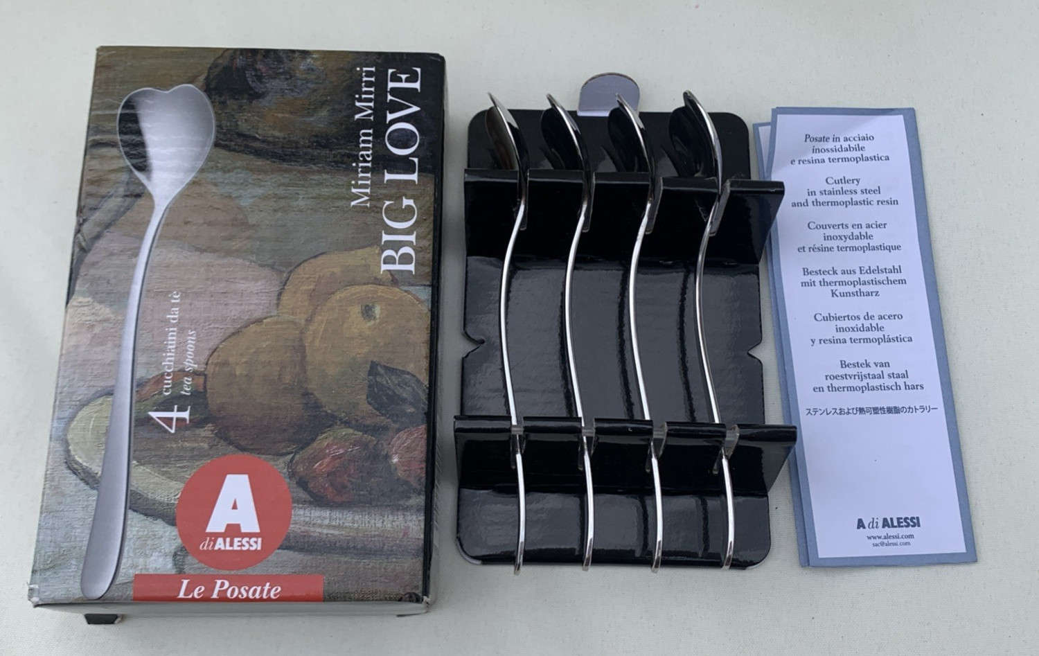Alessi Big Love Tea Spoons Set of 4, Stainless Steel, New in Box
