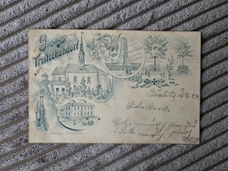 Trójca greeting from Troitschendorf Zgorzelec litho postcard Silesia Görlitz