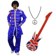 SERGEANT PEPPER BLUE COSTUME WIG TASH GLASSES INFLATABLE 1960S BAND FANCY DRESS