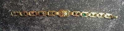 Bracelet Rare Vintage Art Deco panel Gold wash over Sterling Silver makers mark