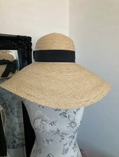 BNWT John Lewis 100% Raffia hat with black bow detail Adjustable to fit