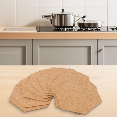 Neu Kork Holz Matte Untersetzer Tasse Matten für Home Office Wärmedämmung Sechseck