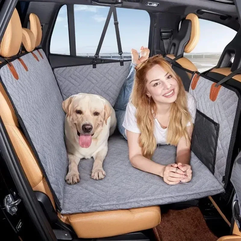Hard Bottom Dog Car Back Seat Cover Waterproof Hammock w/Side Flap for SUV Truck - Image 3 of 4