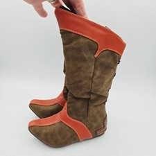 Disney Kids Boots Brown Orange Lace Up Zipper Size US 7 8 EU 23 24